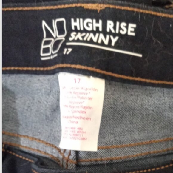 No Boundaries Women’s Jeans Size 17 Juniors High Rise Skinny Blue Denim NWT - Picture 10 of 13